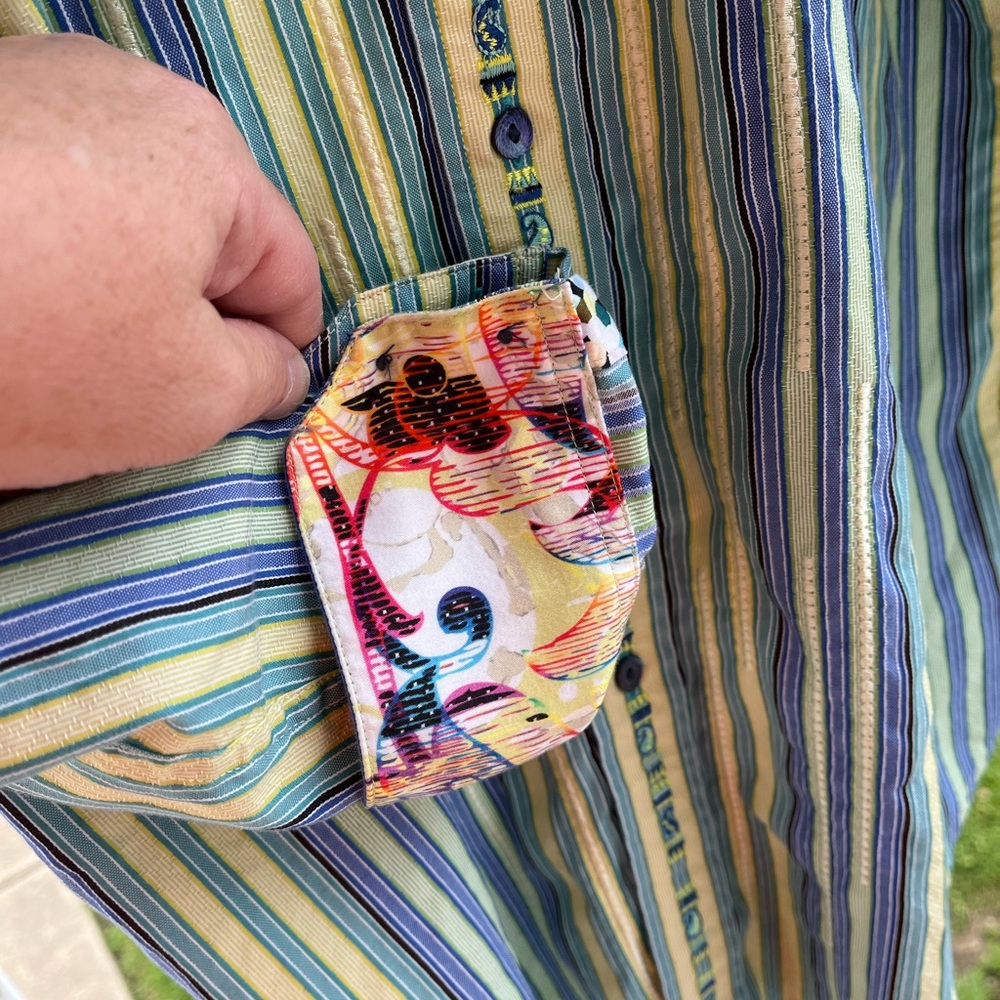 Men's Robert Graham Beautiful Multi Color Long Sleeve Dress Shirt, Cotton - L - Picture 5 of 12